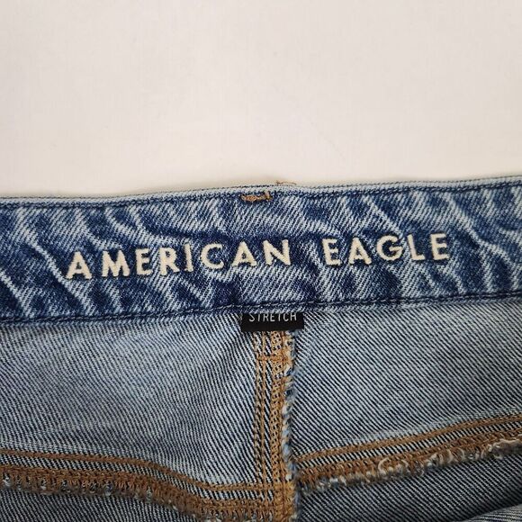 AMERICAN EAGLE Curvy '90s Bootcut Jeans Split Hem Seam Light Wash SZ 18S Short - Picture 8 of 14